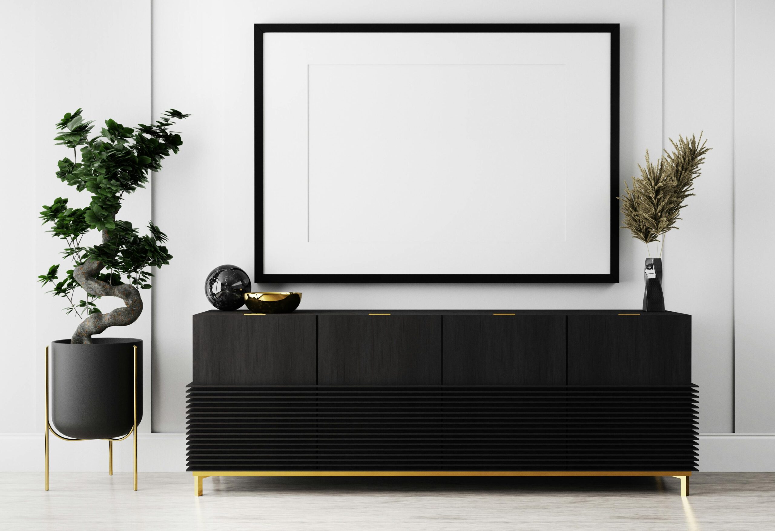 Zwart goud interieur woonkamer